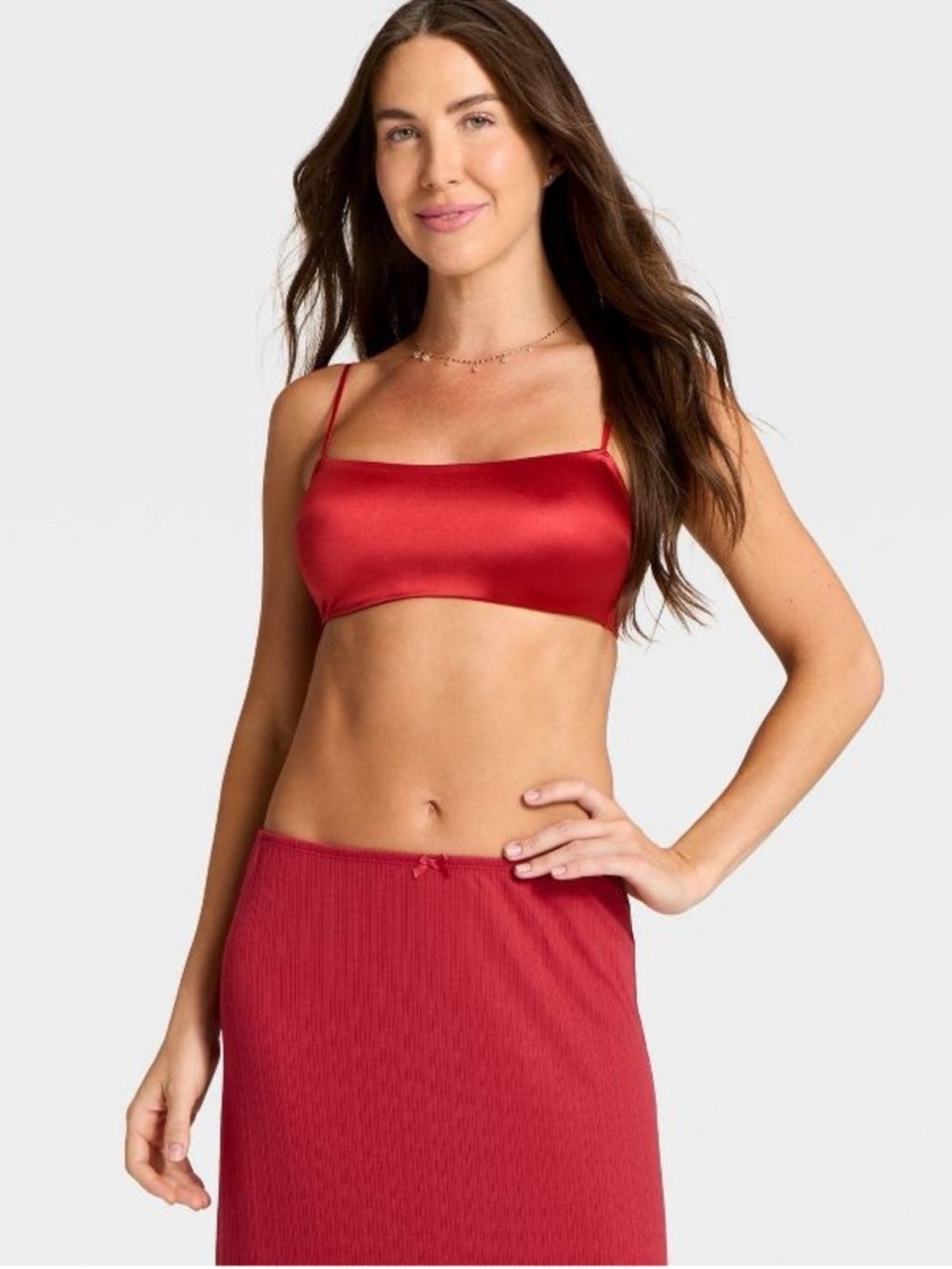 Auden Satin Unlined Scoop Neck Bralette Rich Red Various Sizes | NWT - Picture 1 of 10